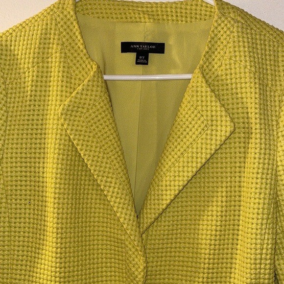 🌹ANN TAYLOR BRIGHT CHARTREUSE BLAZER - Picture 3 of 8